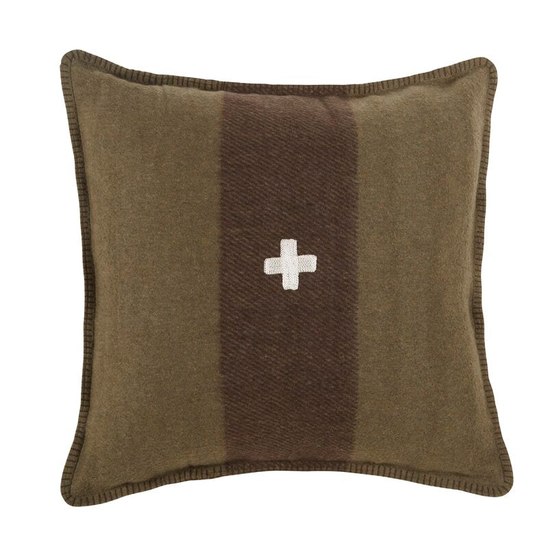 24" x 24" Green/Brown Swiss Army Square Pillow Cover HAS109