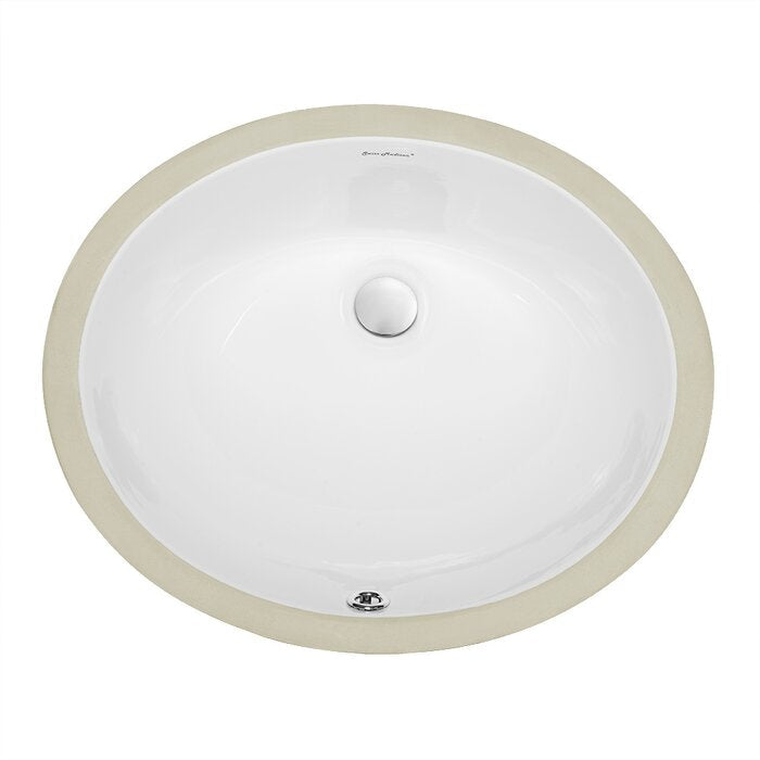 Monaco White Ceramic Oval Undermount Bathroom Sink with Overflow