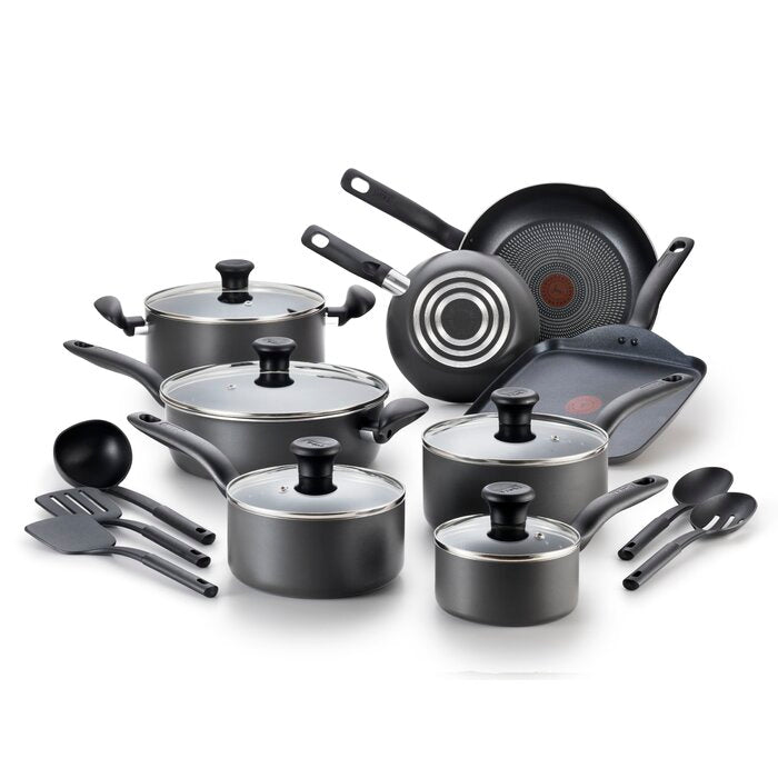 Black Initiatives 18 Piece Aluminum Nonstick Cookware Set & Cooking Utensils