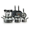 Black Initiatives 18 Piece Aluminum Nonstick Cookware Set & Cooking Utensils