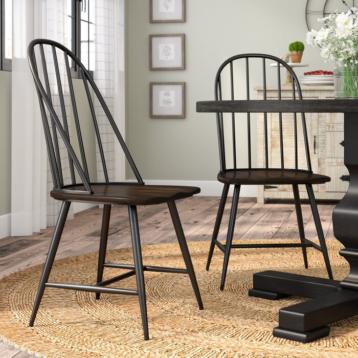 Black and Espresso Poltimore Windsor Back Side Chair (Set of 2) - TTR135