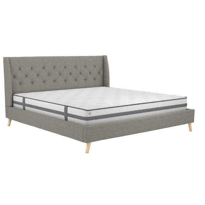 (Queen) Tufted Upholstered Low Profile Platform Bed - Gray TTR212