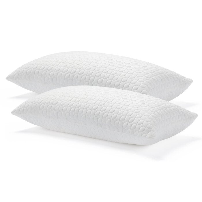 (King) Memory Foam Medium Support Bed Pillow (Set of 2) - White TTR216