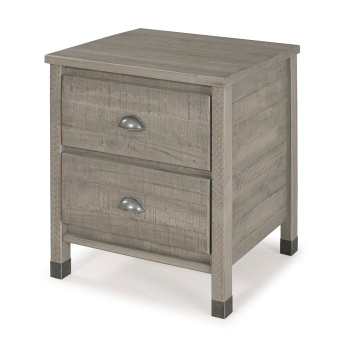 2 - Drawer Solid Wood Nightstand - Driftwood Gray TTR219