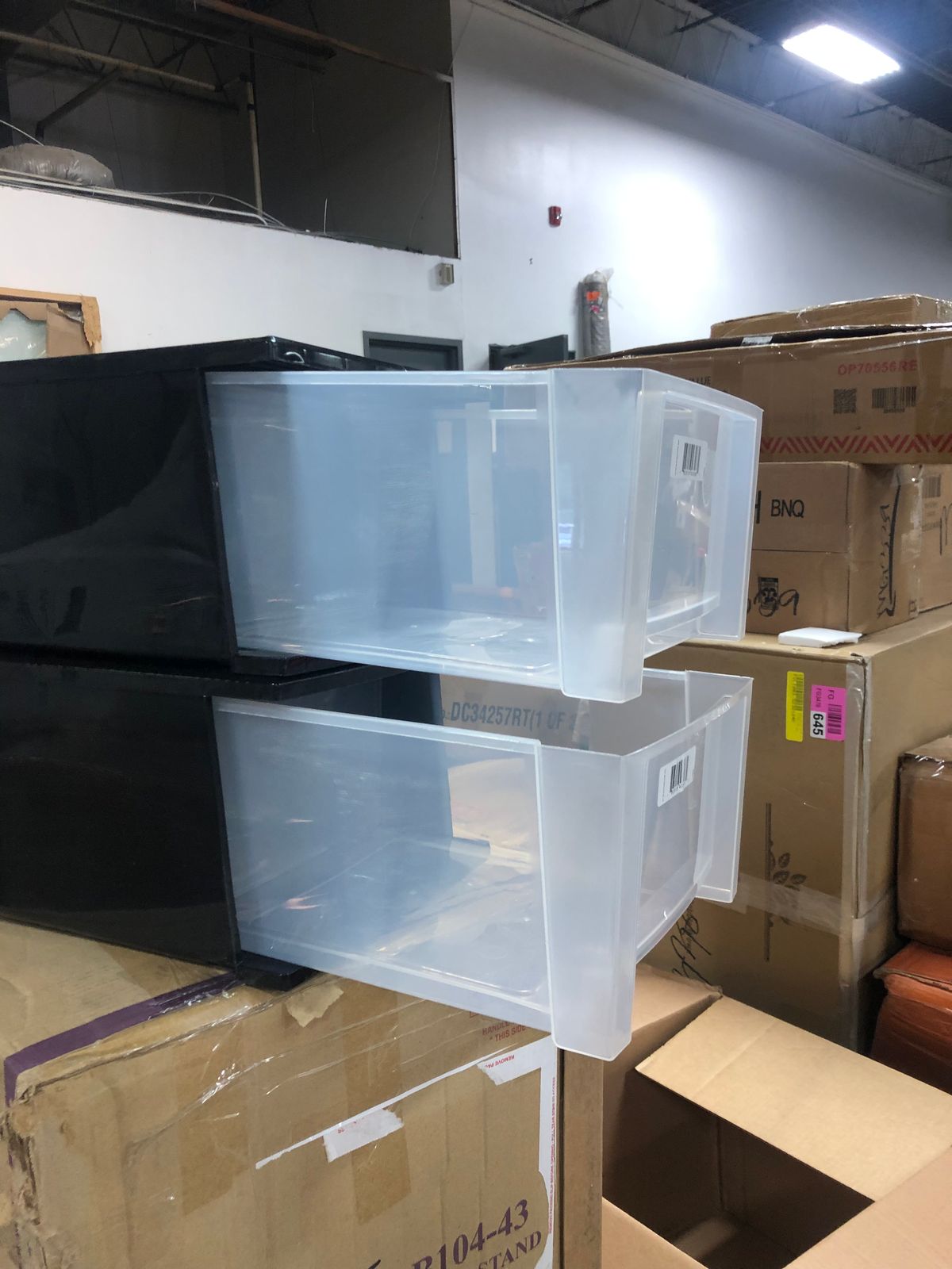 Black Aguiar Stacking Plastic 12.05" Storage Drawer MG348