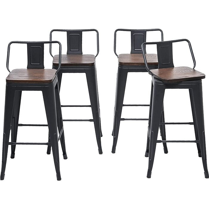 Black Tauber Swivel Counter Stool (24” Seat Height) (Set of 4)