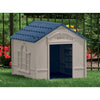 Taupe and Blue Plastic Dog House (#K1336)