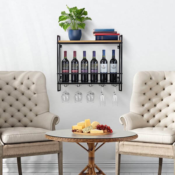 Black Tavion Industrial 12 Bottle Wall Mounted Wine Rack K8624