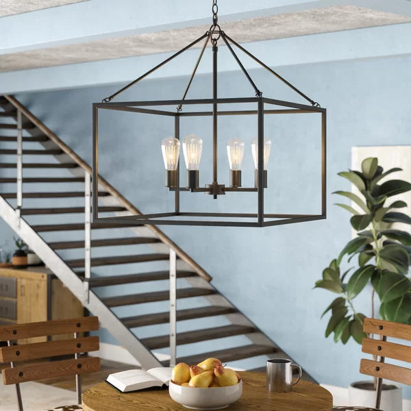 Black Teague 4 - Light Lantern Square / Rectangle Chandelier