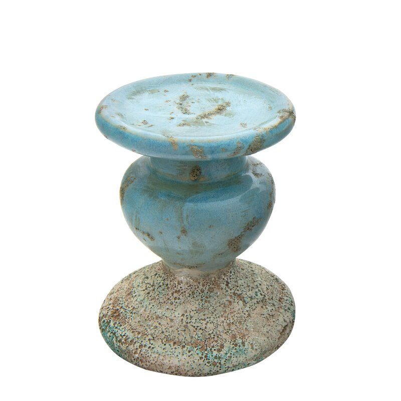 5.25" H x 4.25" W x 4.25" D Terracotta Ceramic Tabletop Candlestick