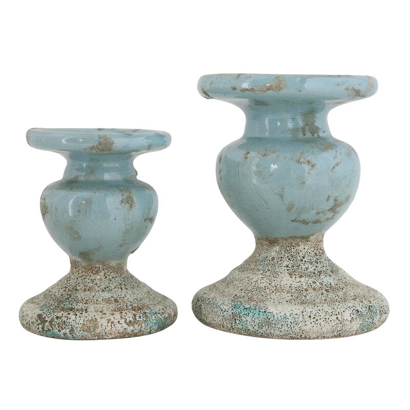 5.25" H x 4.25" W x 4.25" D Terracotta Ceramic Tabletop Candlestick