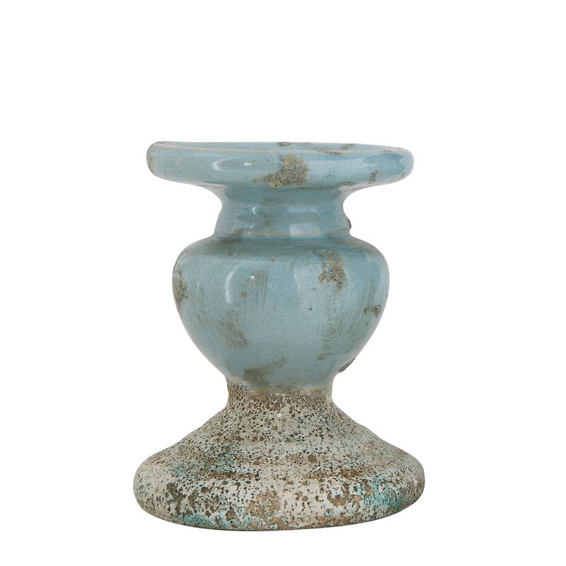 5.25" H x 4.25" W x 4.25" D Terracotta Ceramic Tabletop Candlestick