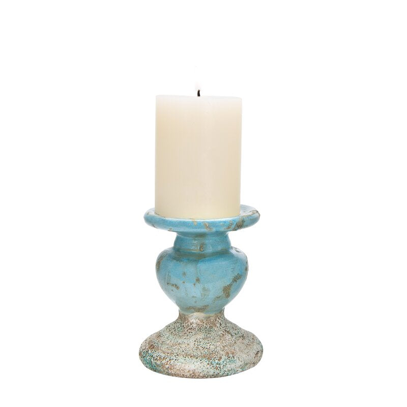 5.25" H x 4.25" W x 4.25" D Terracotta Ceramic Tabletop Candlestick