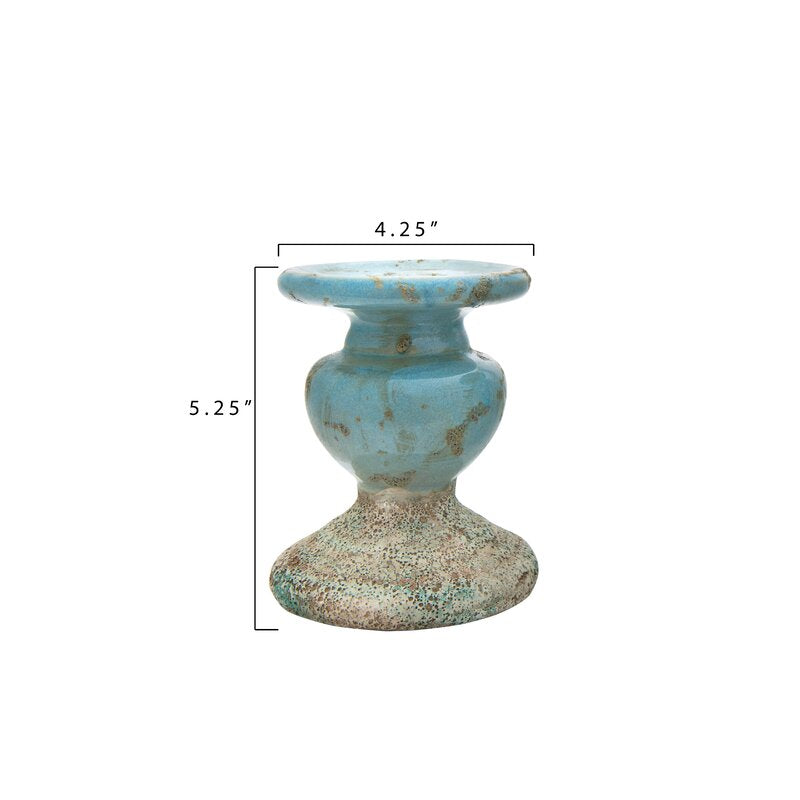 5.25" H x 4.25" W x 4.25" D Terracotta Ceramic Tabletop Candlestick