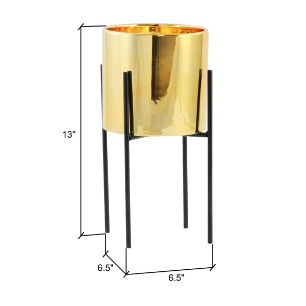 13" H x 6.5" W x 6.5" D Gold Terrell Ceramic Pot Planter