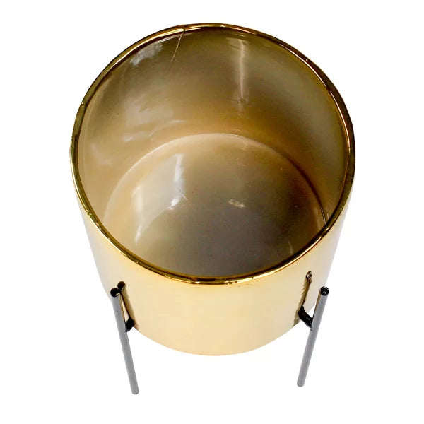 13" H x 6.5" W x 6.5" D Gold Terrell Ceramic Pot Planter