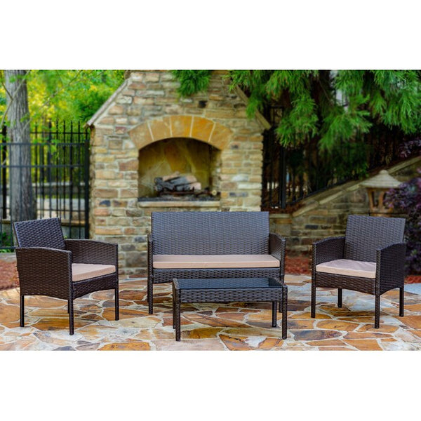 Tessio 4 piece shop rattan sofa seating