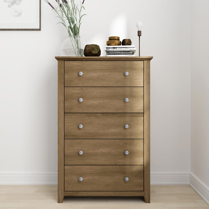 Knotty Oak Tevrat 5 Drawers 31.1" W Chest
