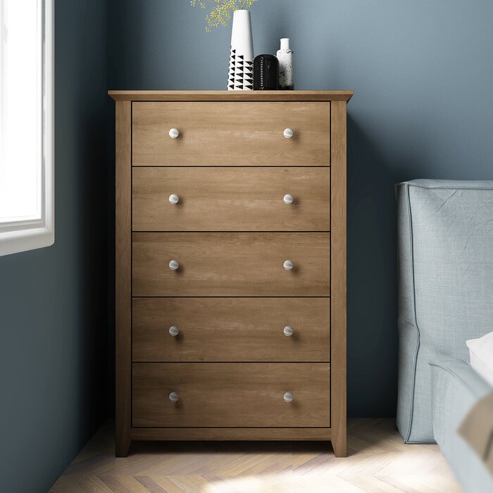 Knotty Oak Tevrat 5 Drawers 31.1" W Chest