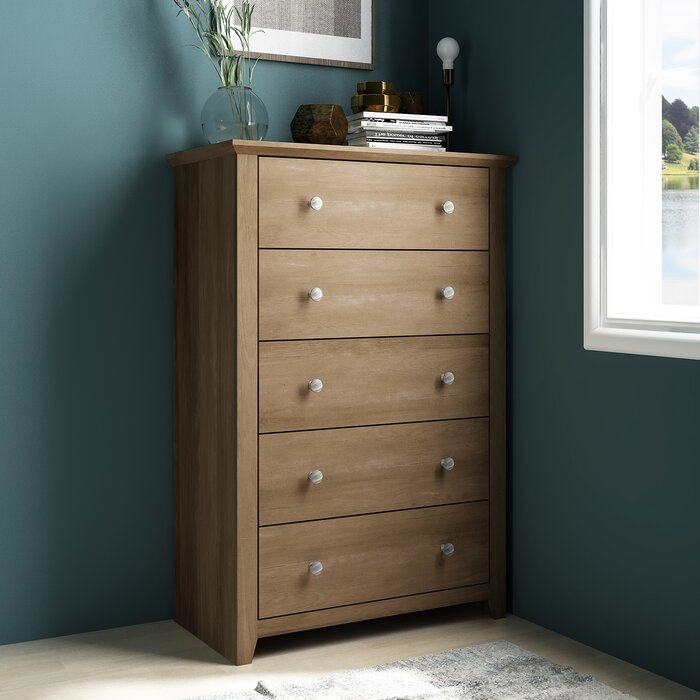 Knotty Oak Tevrat 5 Drawers 31.1" W Chest