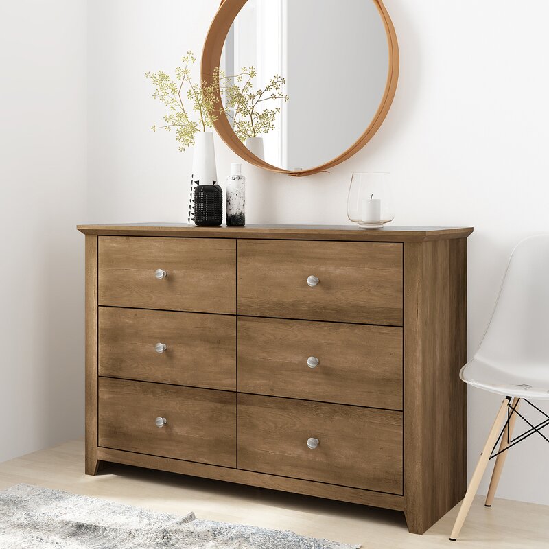 Knotty Oak Tevrat 6 Drawer 46.9'' W Double Dresser KB842