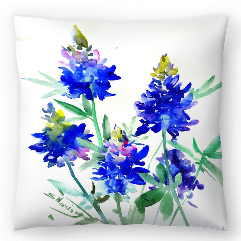 18" x 18" Texas Bluebonnet Flowers 2 Throw Pillow B131-VS100