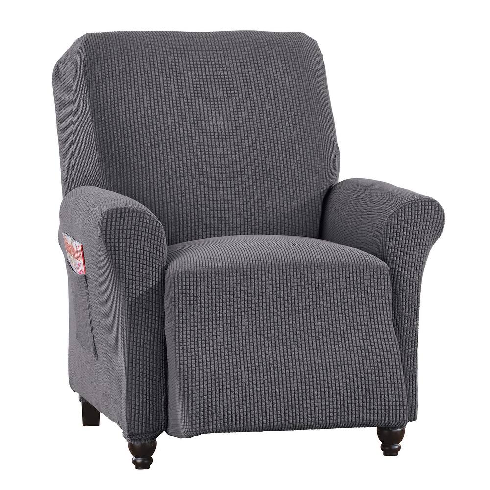 Textured Fitted Furniture Protector Slipcover - Recliner - Gray