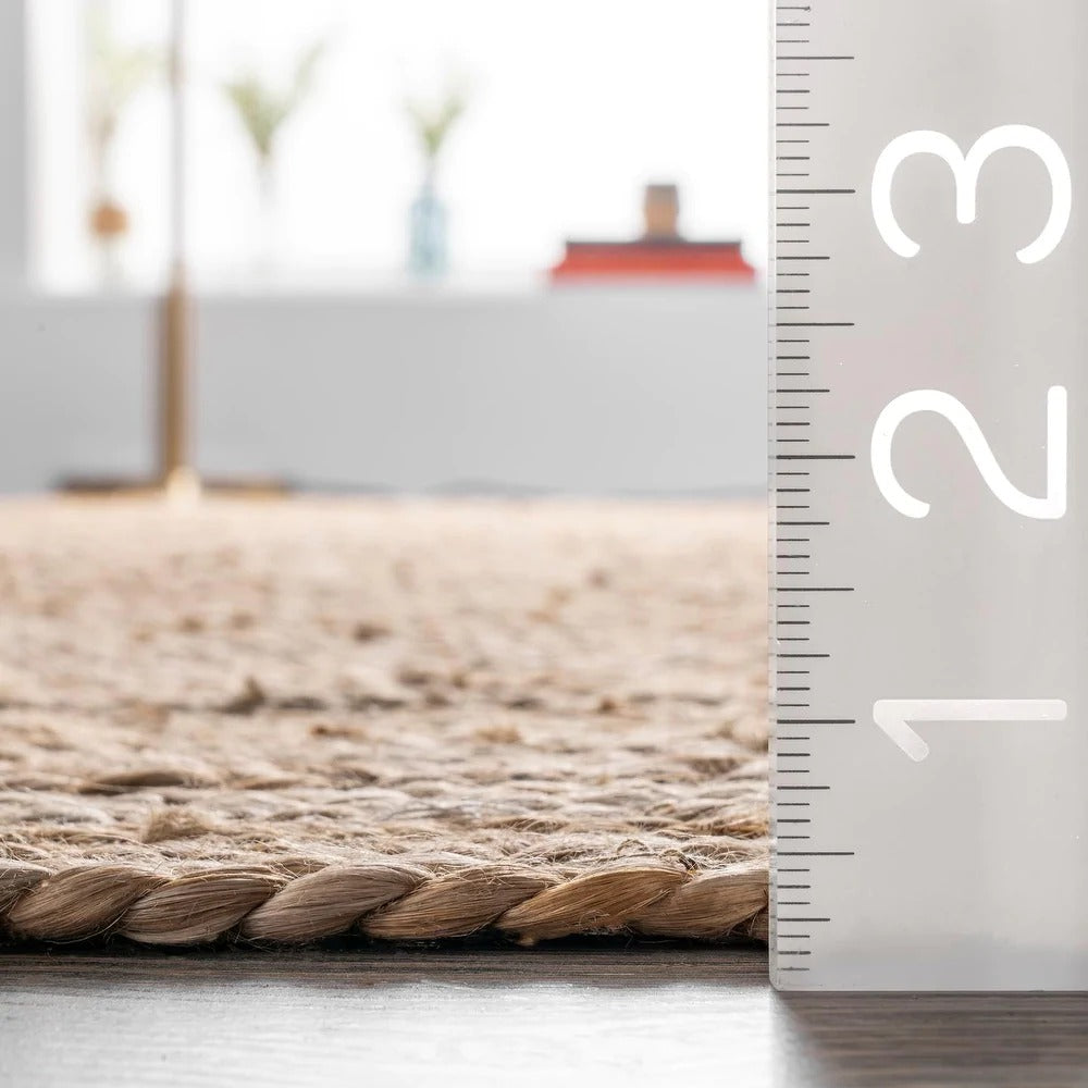 nuLOOM Braided Reversible Jute Area Rug - 8' Round - Natural