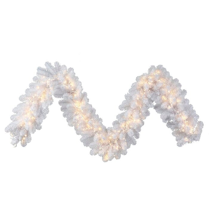 9' x 18" White Garland with 220 Warm White LED Lights (#K6307)