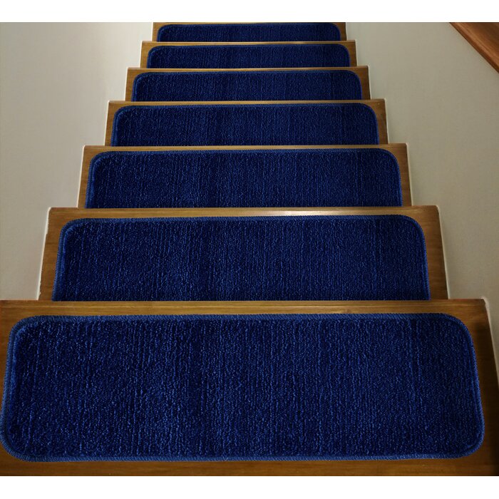 Navy Blue Thedford Stair Tread Rectangle 8.5" X 26" (Set of 13)