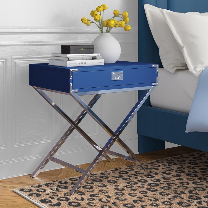 Blue Thor 27'' Tall 1 - Drawer Metal Nightstand