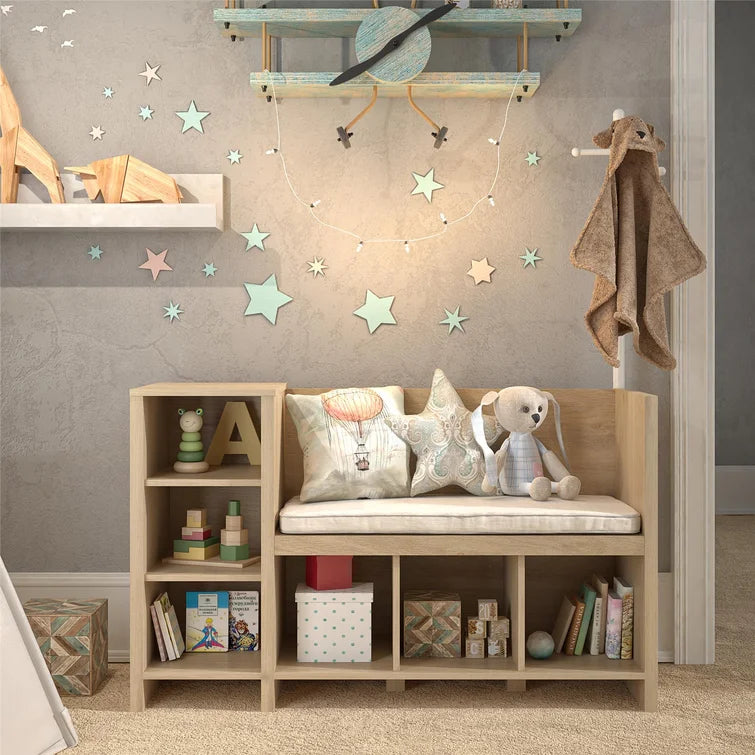 Blonde Oak Thure Kid Toy Storage Bench