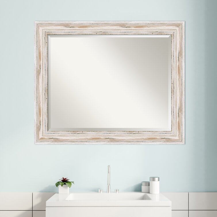 27.13" H x 33.13" W White Tico Modern Rustic Beveled Distressed Accent Mirror