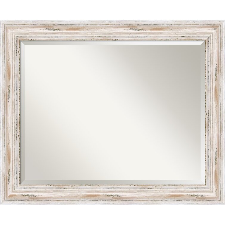 27.13" H x 33.13" W White Tico Modern Rustic Beveled Distressed Accent Mirror