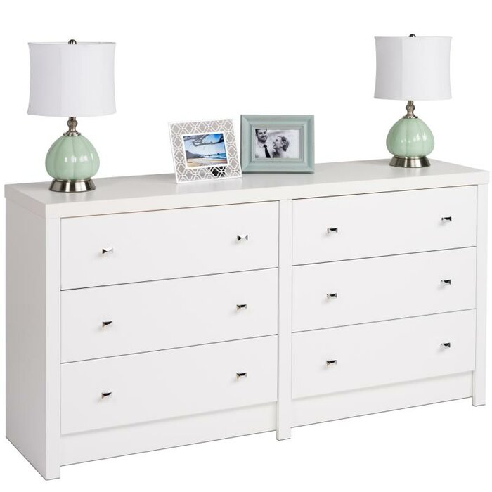 White Tidworth 6 Drawer Double Dresser LX4236