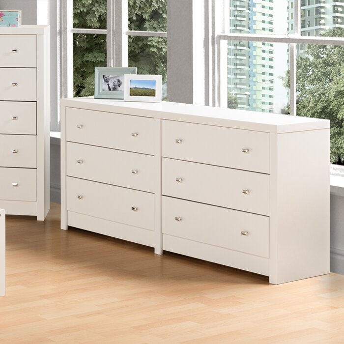White Tidworth 6 Drawer Double Dresser LX4236