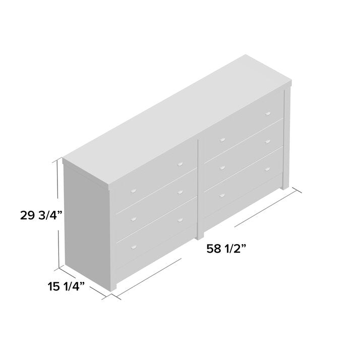 White Tidworth 6 Drawer Double Dresser LX4236