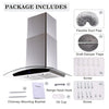 30 Inches 700 Cubic Feet Per Minute CFM Convertible Wall Mount Range Hood with Baffle Filter and Light Included
