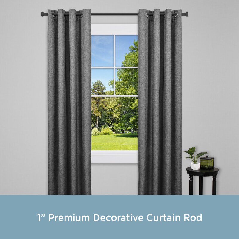 90" - 130" Black Tillman Adjustable 1" Single Curtain Rod (Set of 2) CYB405