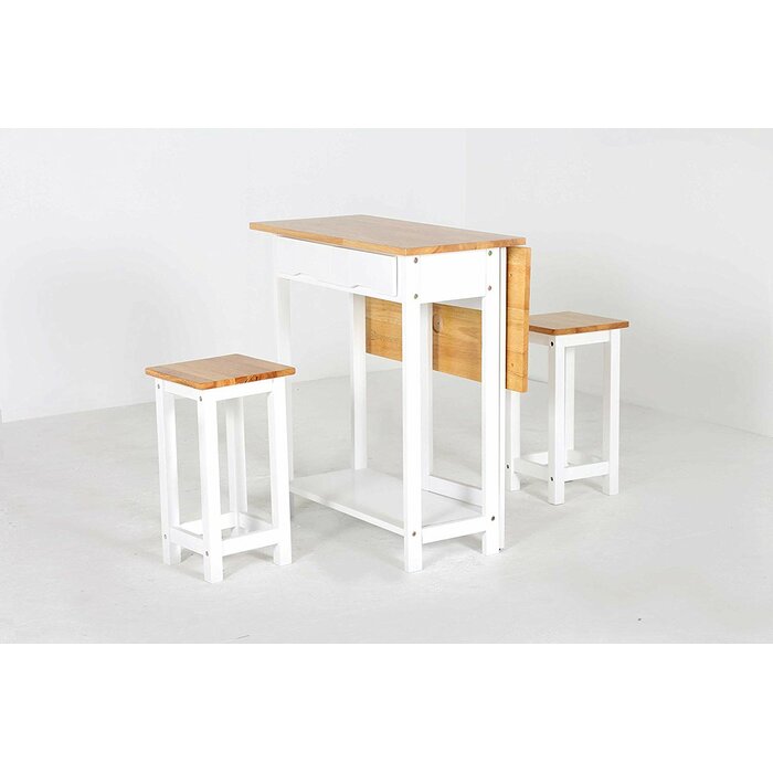 3 Piece Drop Leaf Solid Wood Dining Set #LX3056