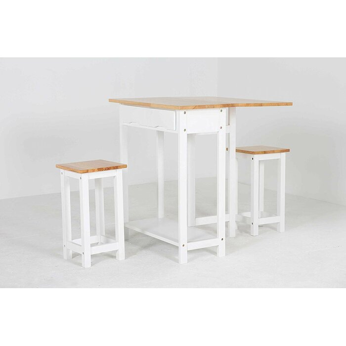 3 Piece Drop Leaf Solid Wood Dining Set #LX3056