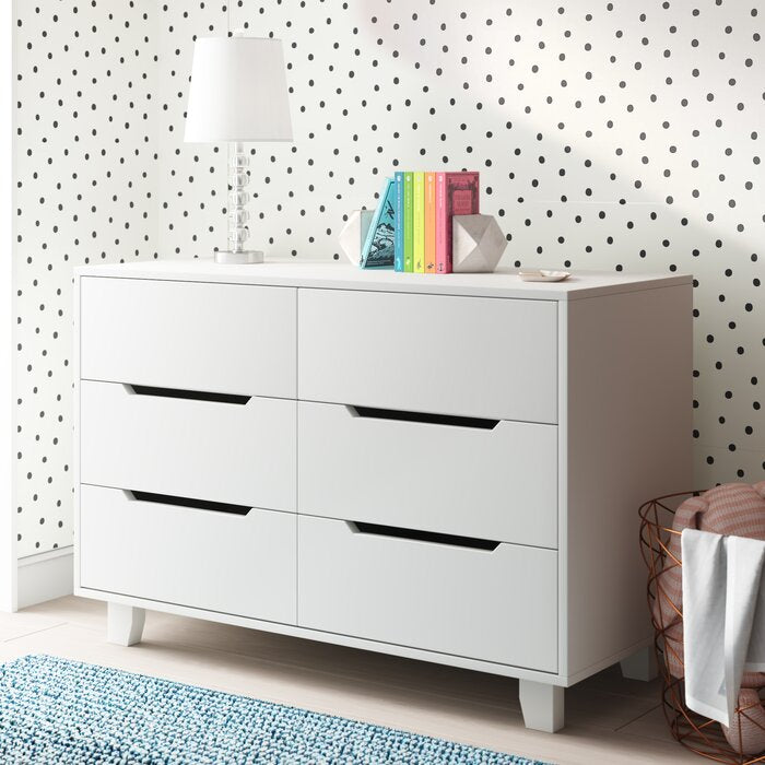 White Tito 45'' Wide 6 - Drawer Double Dresser