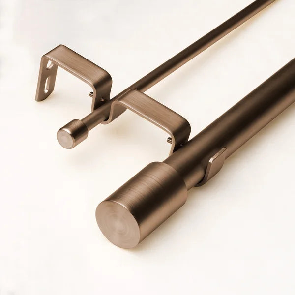 48" - 84" Bronze Totham Adjustable 1" Double Curtain Rod