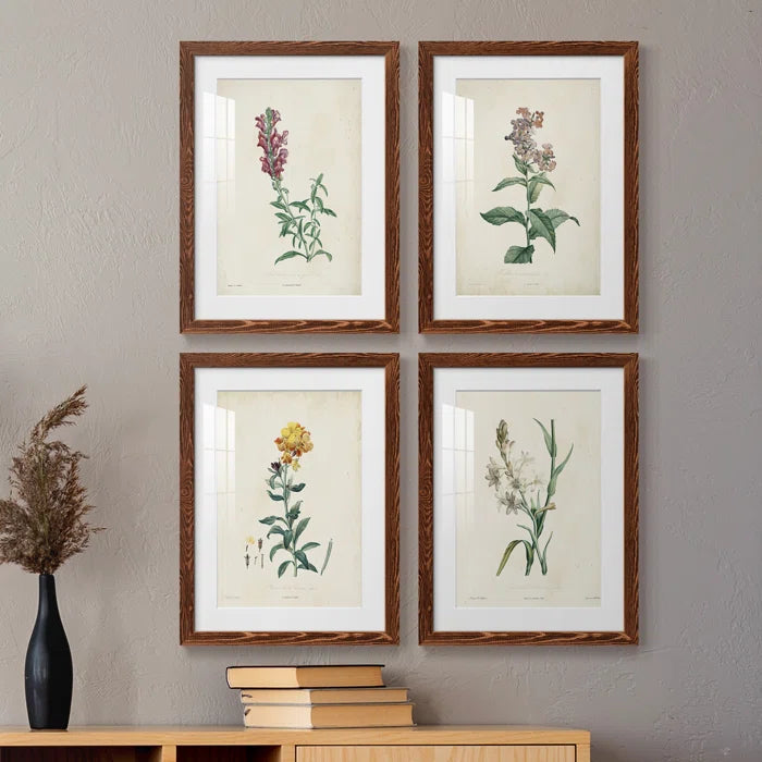 24" H x 72" W x 1.5" D Traditional Botanical I - 4 Piece Picture Frame Painting