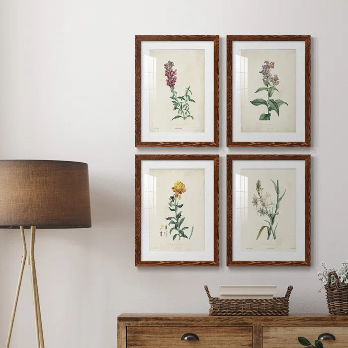24" H x 72" W x 1.5" D Traditional Botanical I - 4 Piece Picture Frame Painting