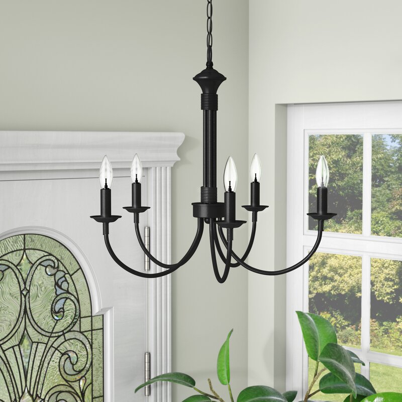 Shaylee 5 Light Candle Style Chandelier, Black (#K1067)