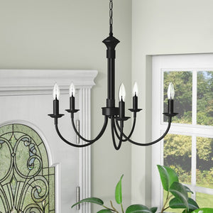 Shaylee 5 Light Candle Style Chandelier, Black (#558)