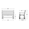 White Traditional Garden Plastic Glider Bench, 34'' H x 47.5'' W x 24.25'' D