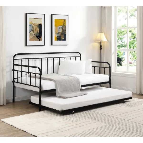 Black Trappe Twin Iron Daybed with Trundle