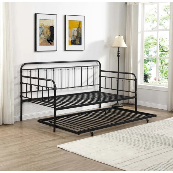 Black Trappe Twin Iron Daybed with Trundle